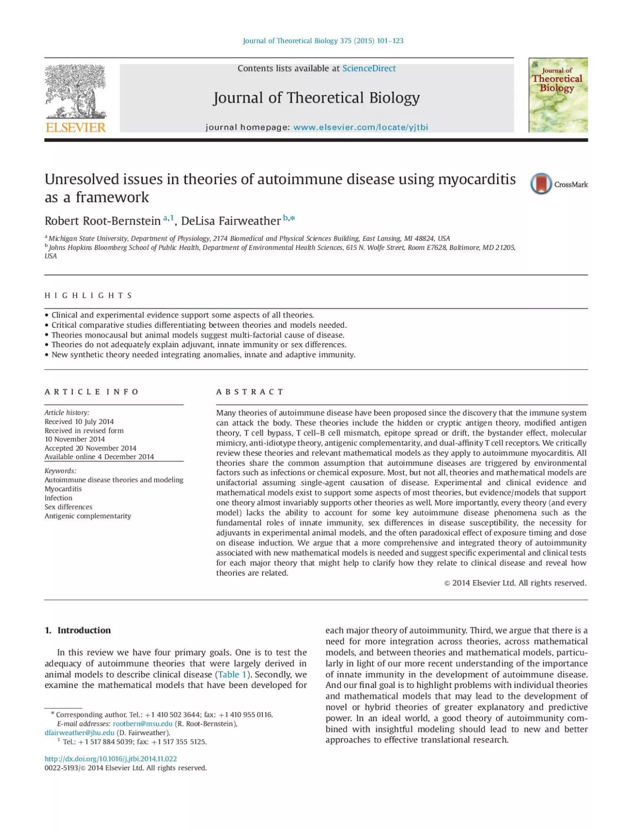 PDF-Unresolvedissuesintheoriesofautoimmunediseaseusingmyocarditisasaframew