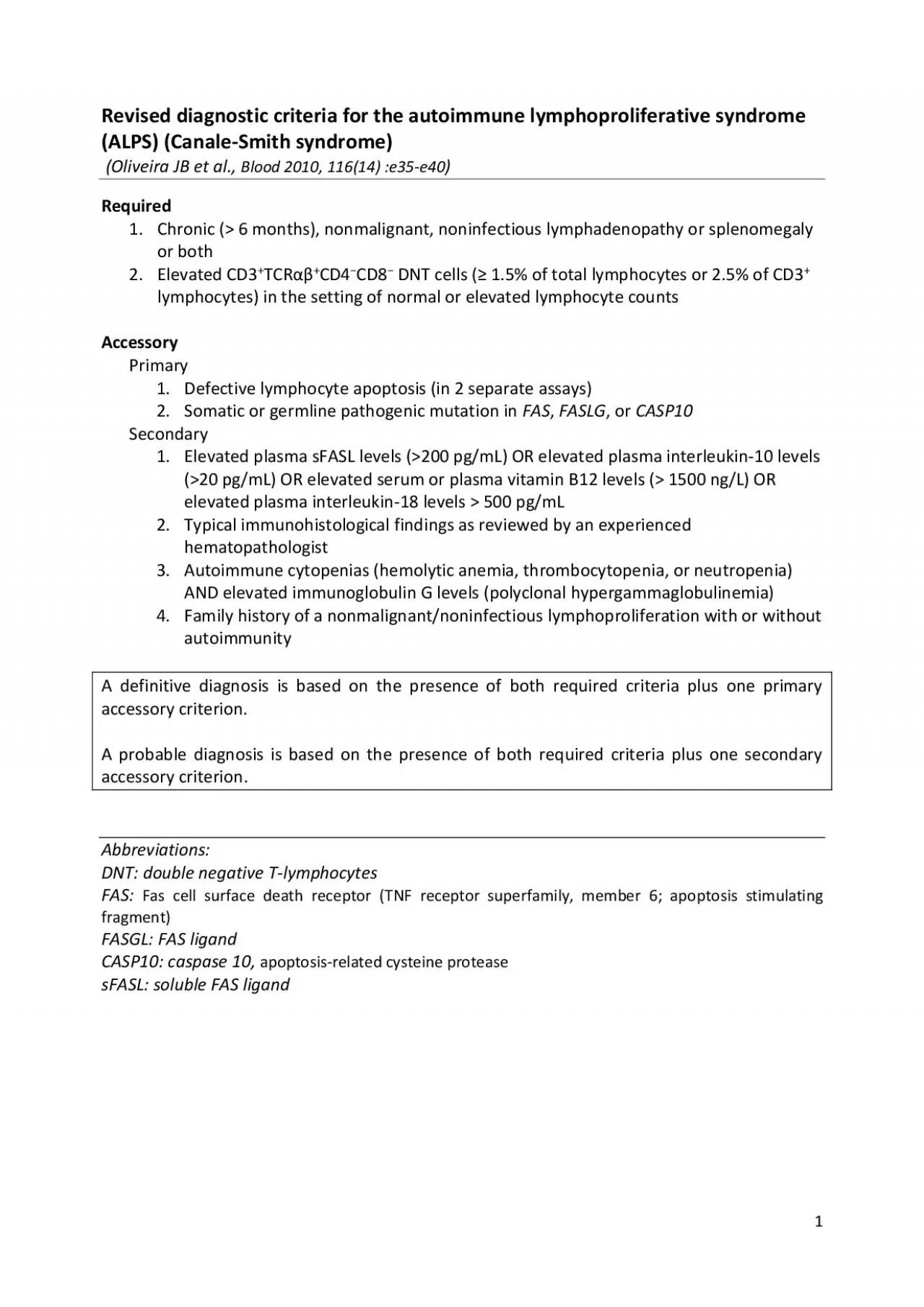 PDF-Revised diagnostic criteria for the autoimmune lymphoproliferative syn