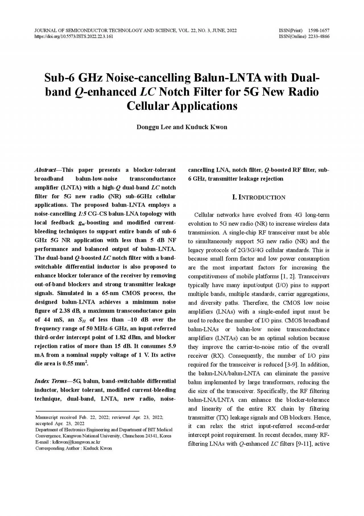 PDF-JOURNAL OF SEMICONDUCTOR TECHNOLOGY AND SCIENCE VOL 22 NO 3 JUNE