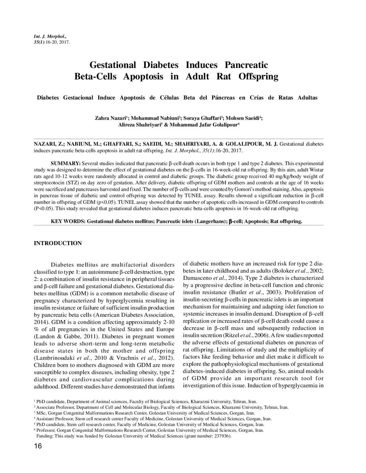 PDF-Gestational Diabetes Induces PancreaticBetaCells Apoptosis in Adult