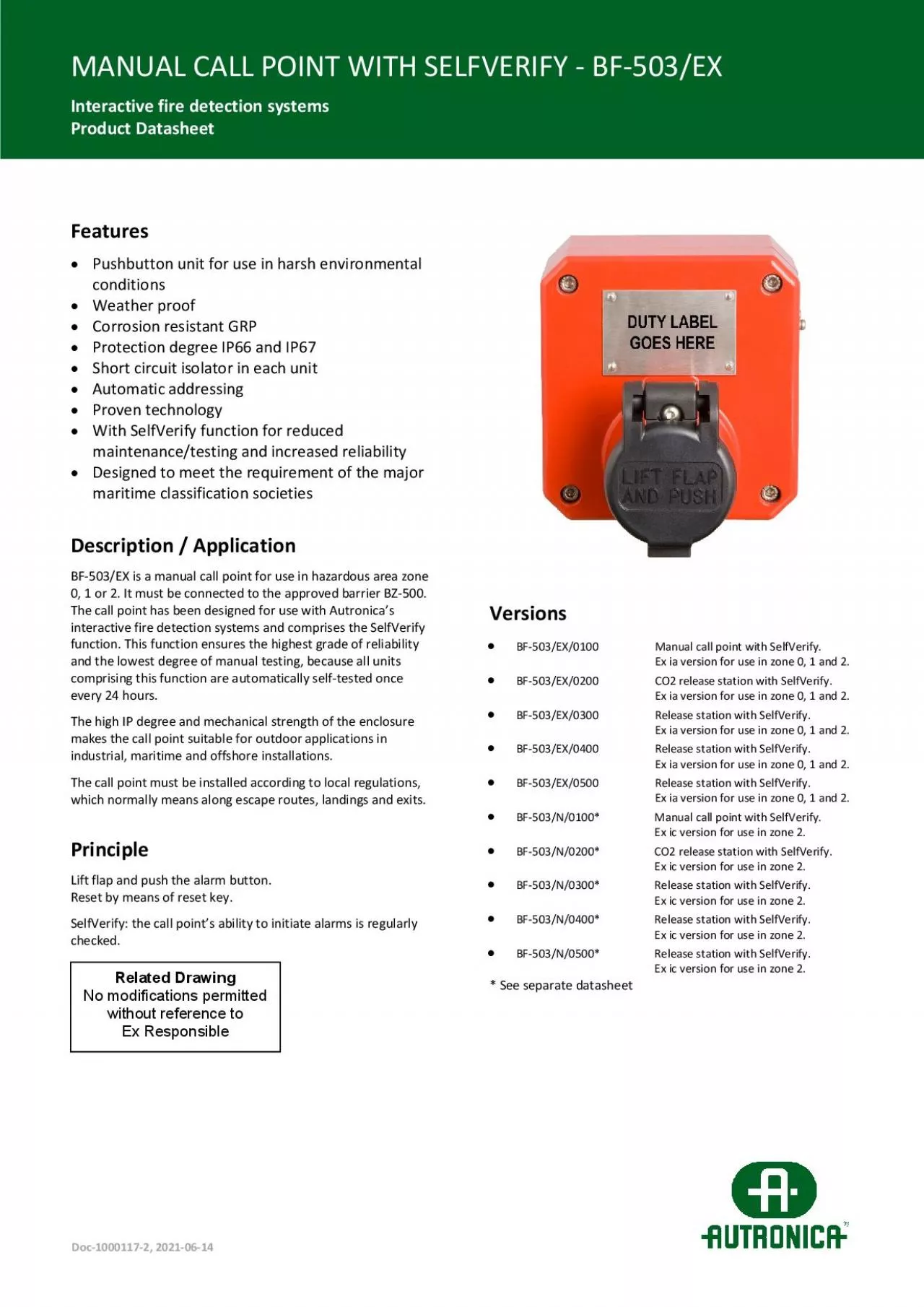 PDF-MANUAL CALL POINT WITH SELFVERIFY 503EX Interactive fire detection