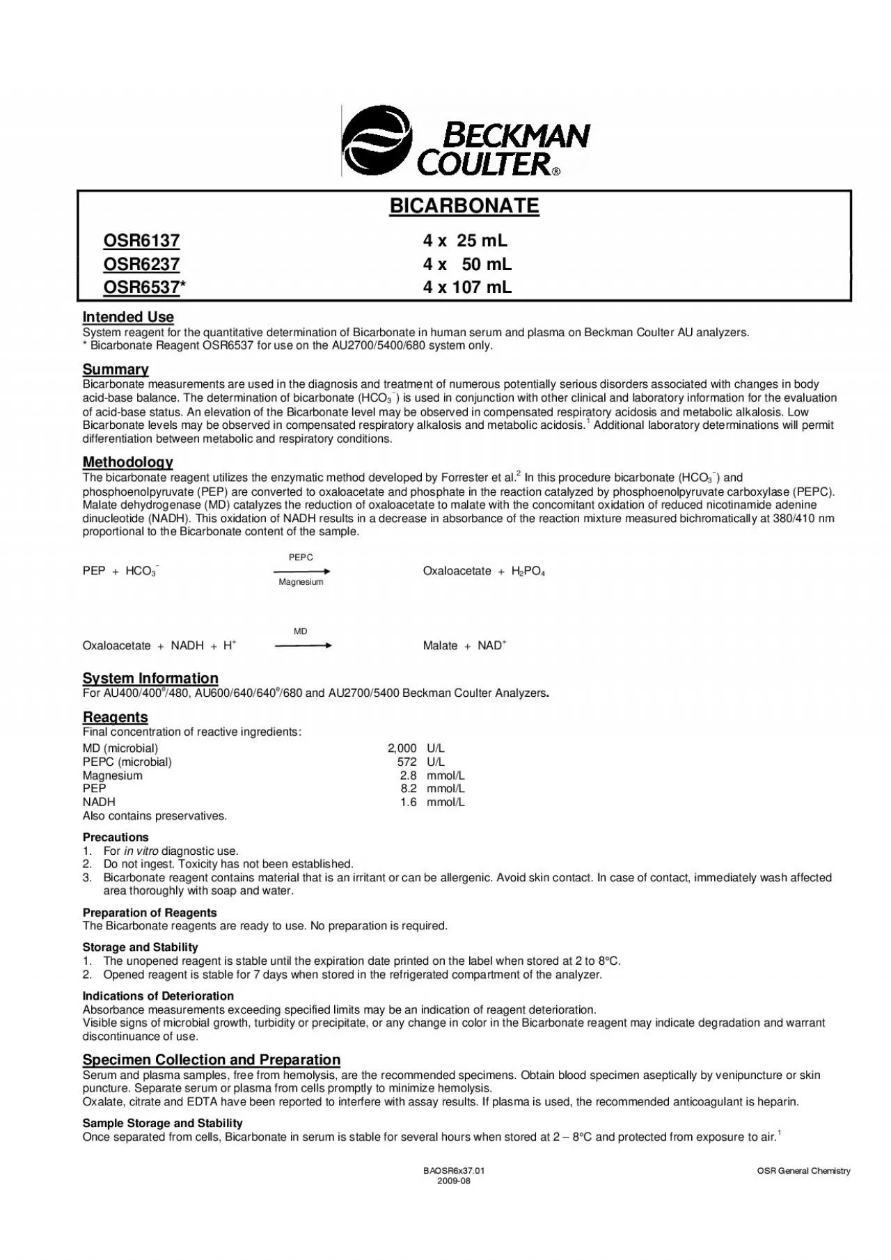 PDF-Bicarbonate BAOSR6x3701 OSR General Chemistry 200908 SensitivityTh