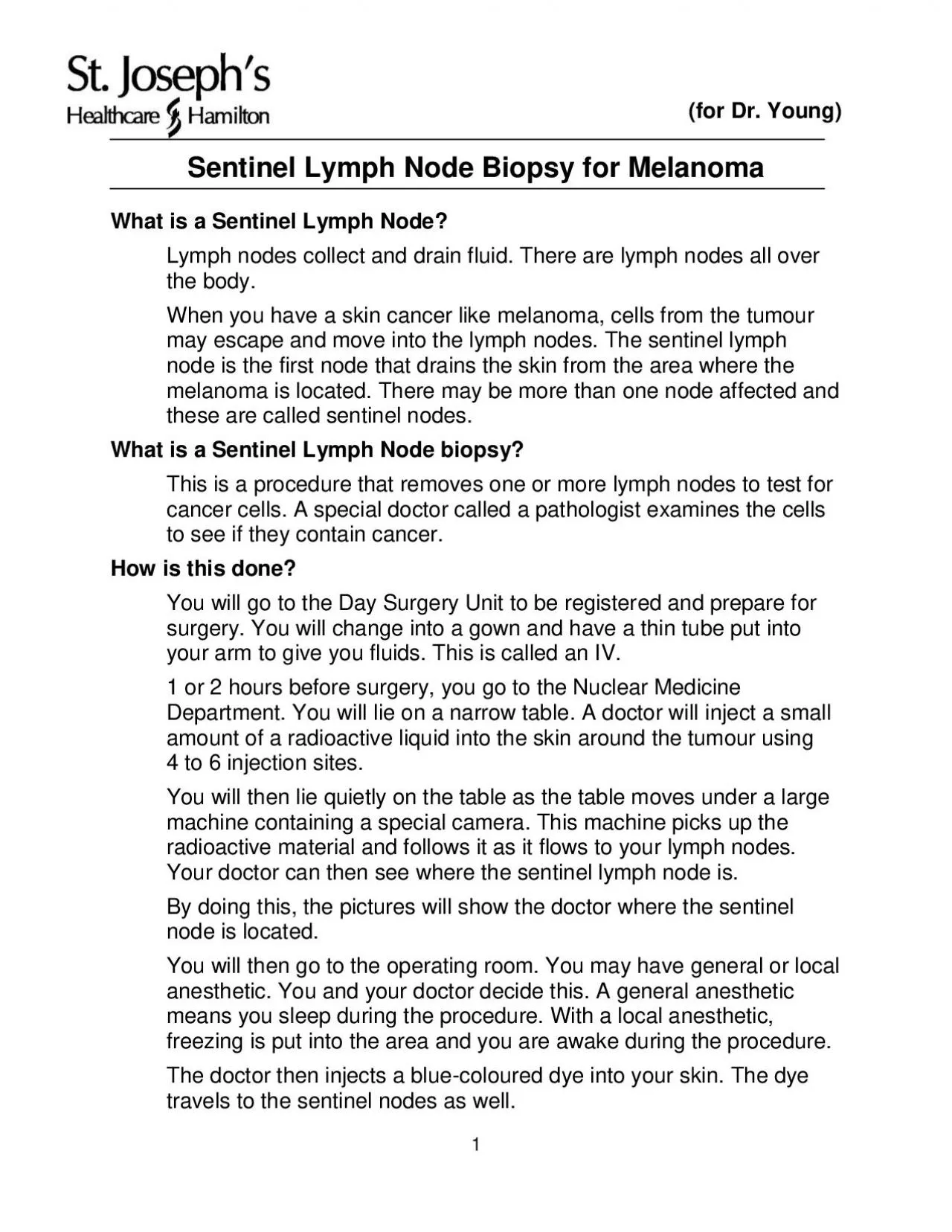 Sentinel Lymph Node Biopsy for Melanoma