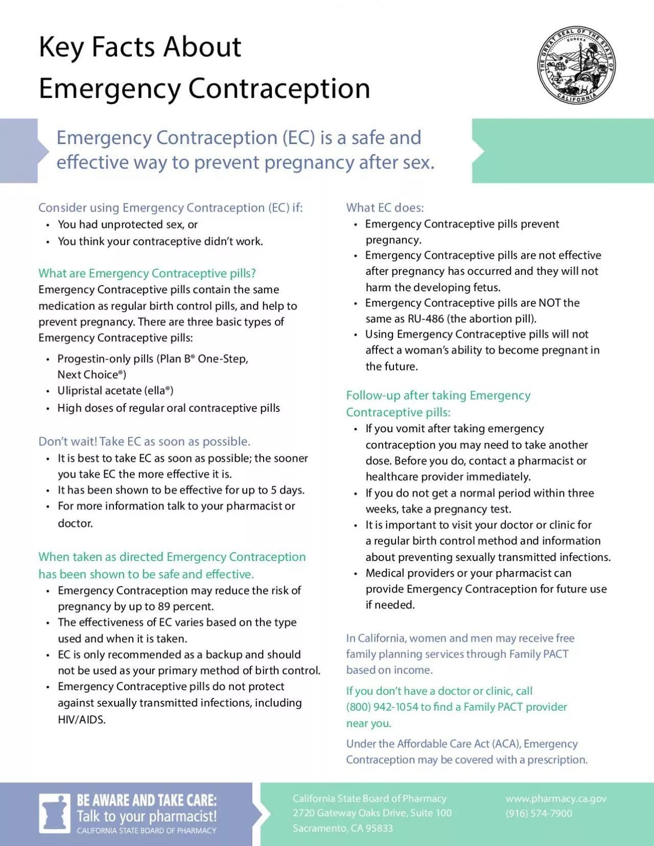 PDF-Key Facts About Emergency Contraception