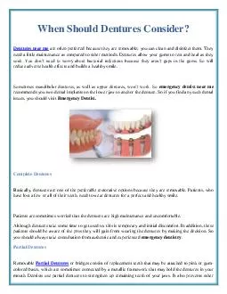 When Should Dentures Consider?