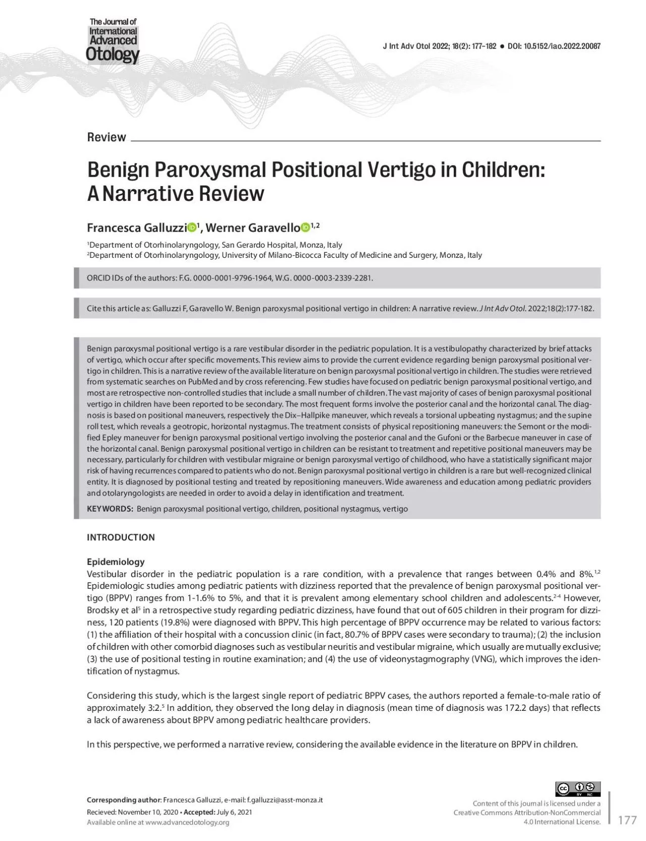 Benign Paroxysmal Positional Vertigo in Children A31Narrative Revi
