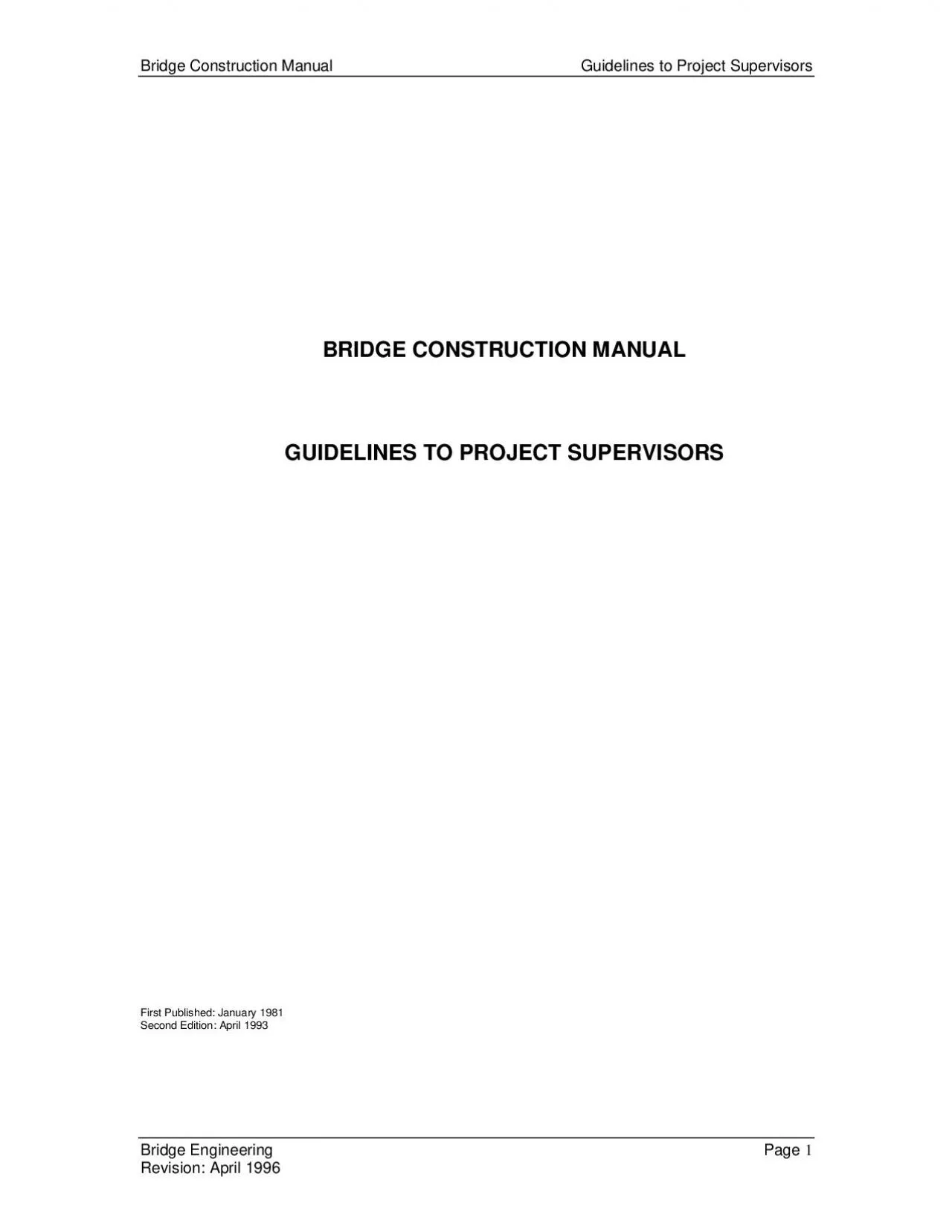 Bridge Construction ManualGuidelines to Project Supervisors
