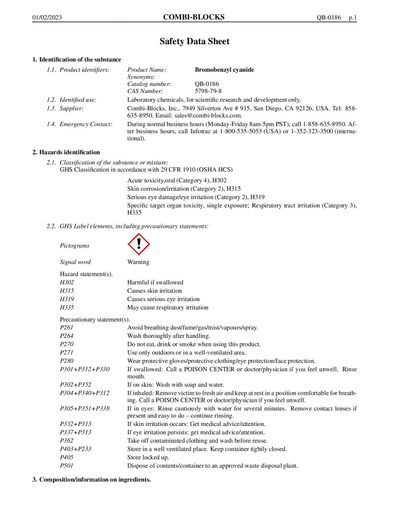 PDF-12132019COMBIBLOCKSQB0186p1SafetyDataSheet1Identicationofthesub