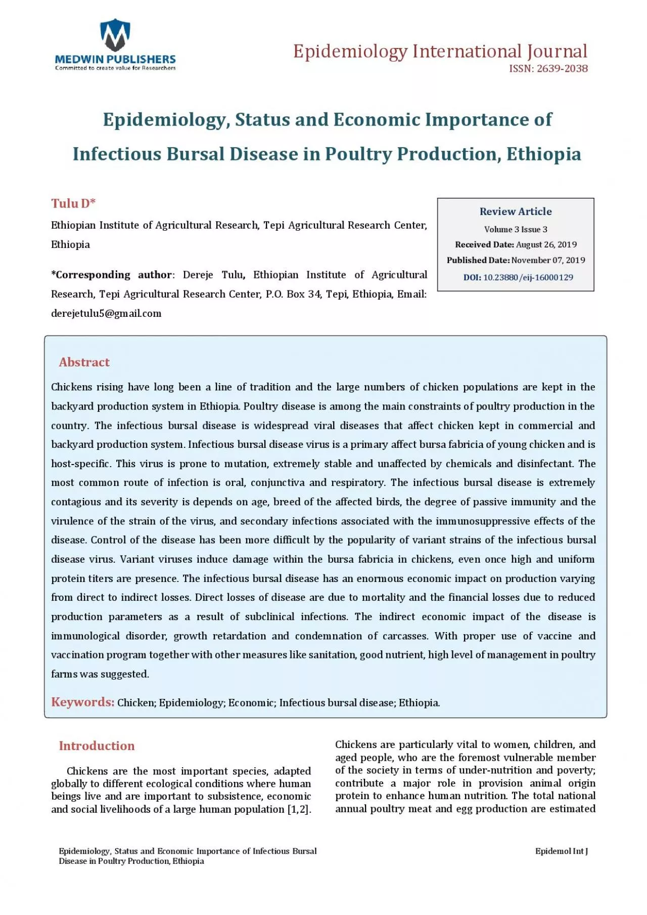 Epidemiology International Journal