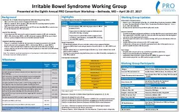 Working Group ParticipantsBackgroundRationale for Irritable Bowel Synd