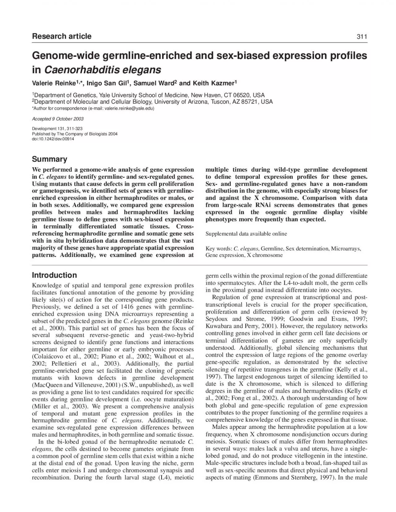 PDF-IntroductionKnowledge of spatial and temporal gene expression proles