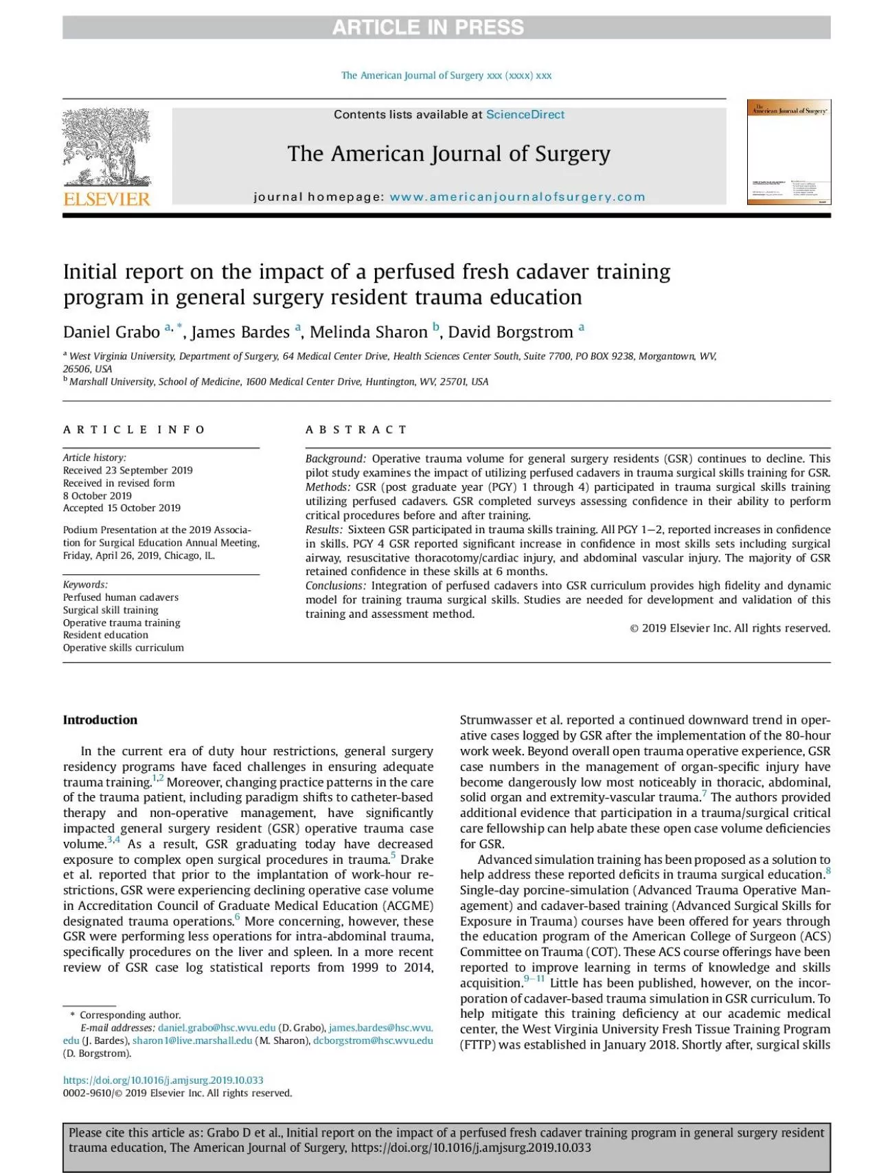 PDF-Initialreportontheimpactofaperfusedfreshcadavertrainingprogramingenera