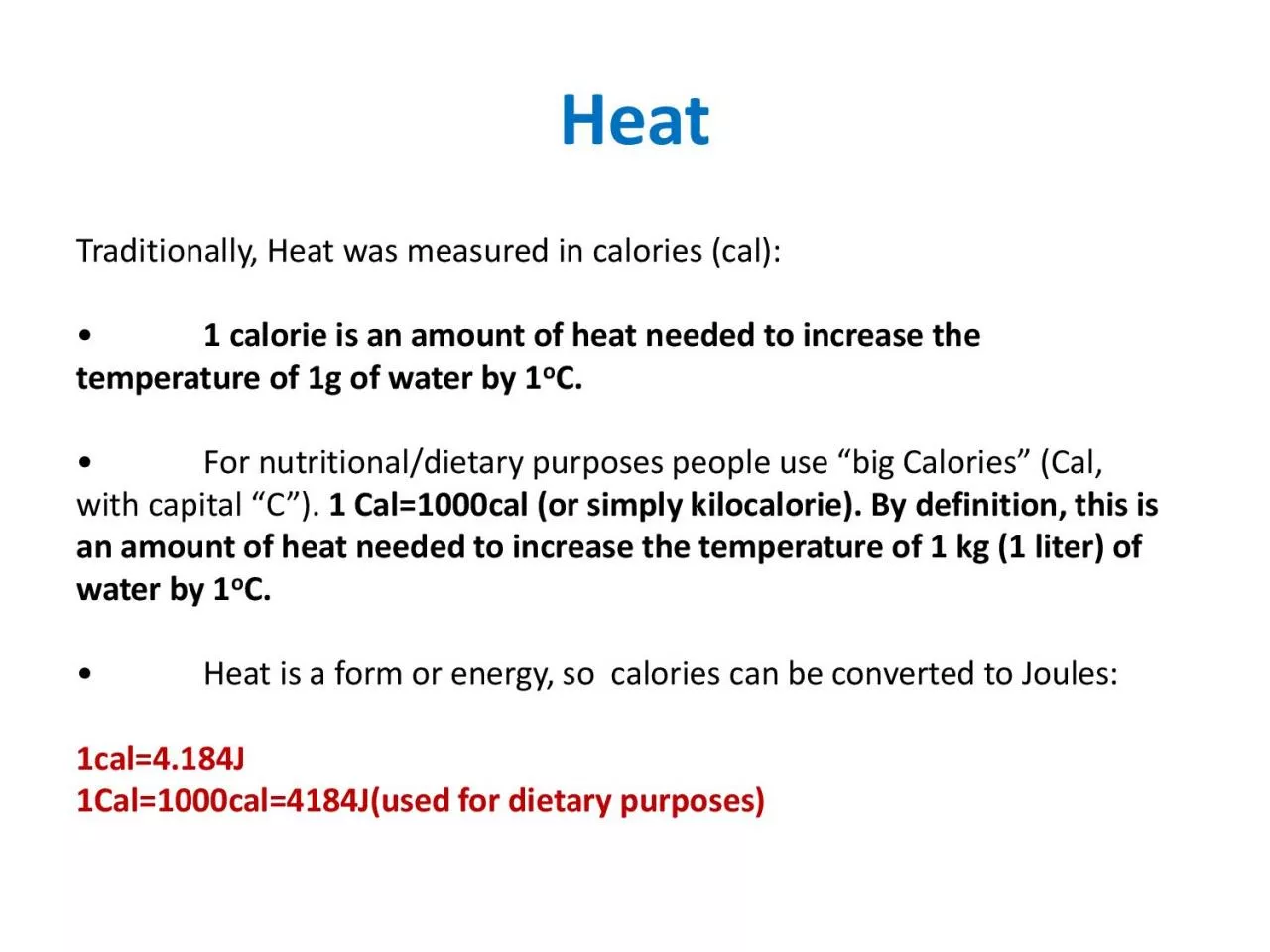 PDF-Traditionally Heat was measured in calories cal