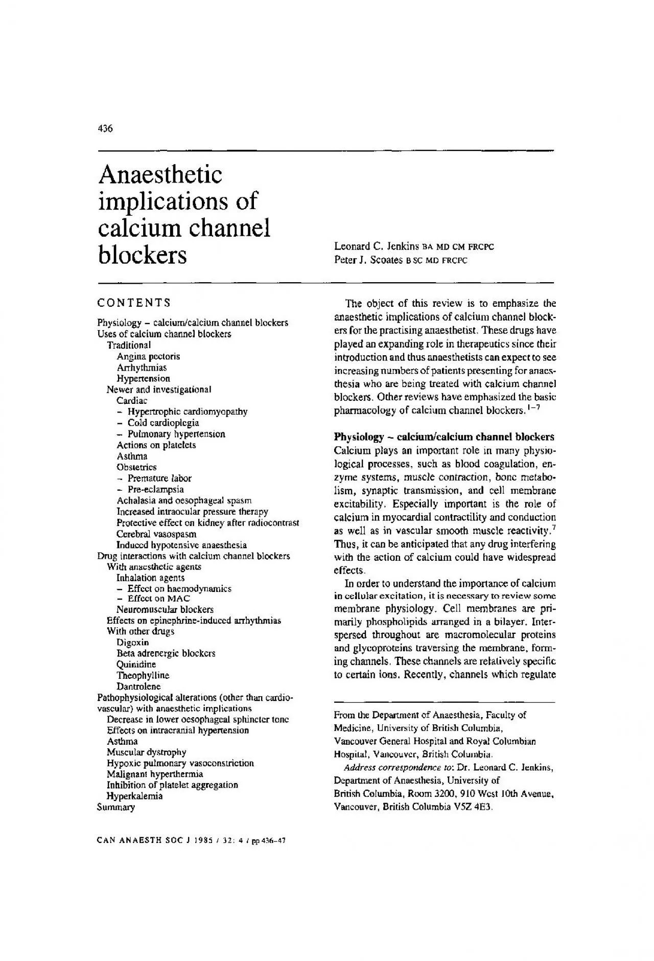 implications of calcium channel blockers
