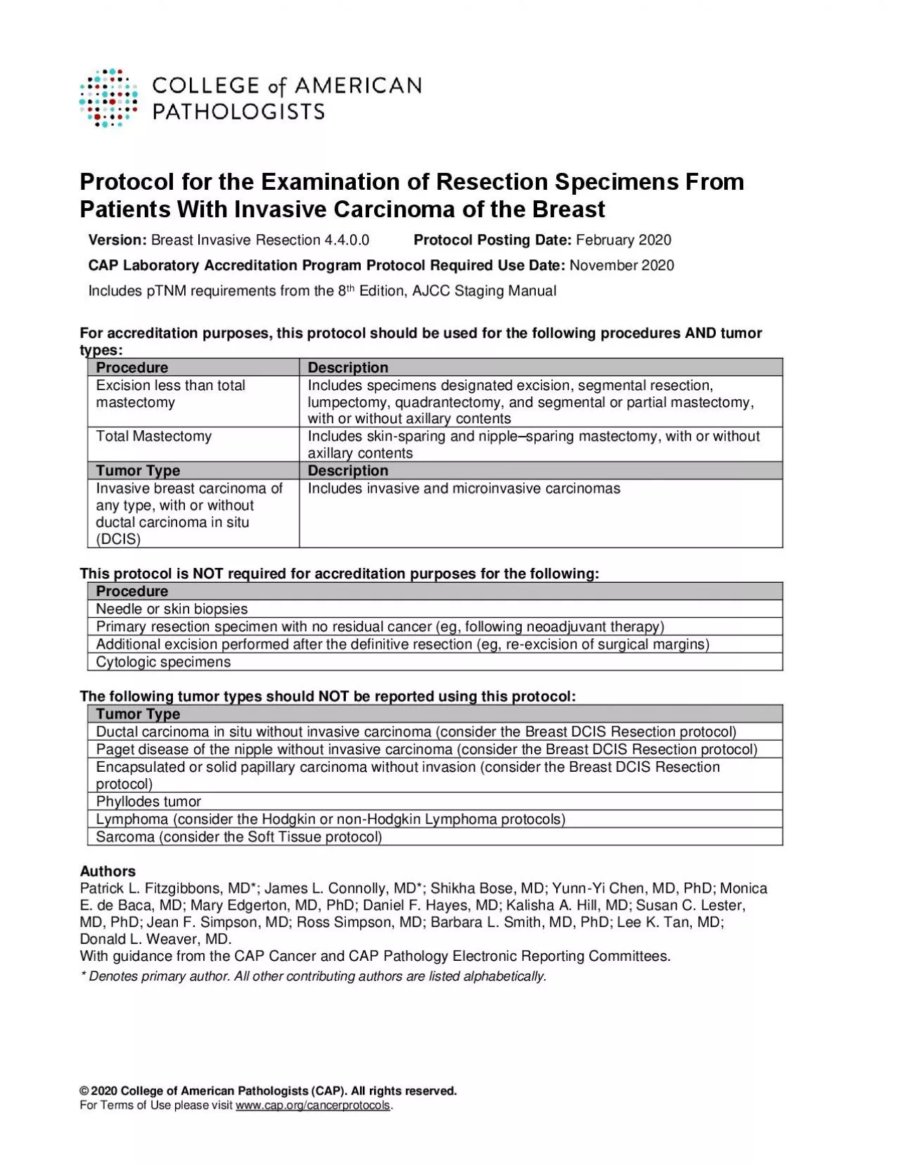 PDF-2020 College of American Pathologists CAP All rights reserved