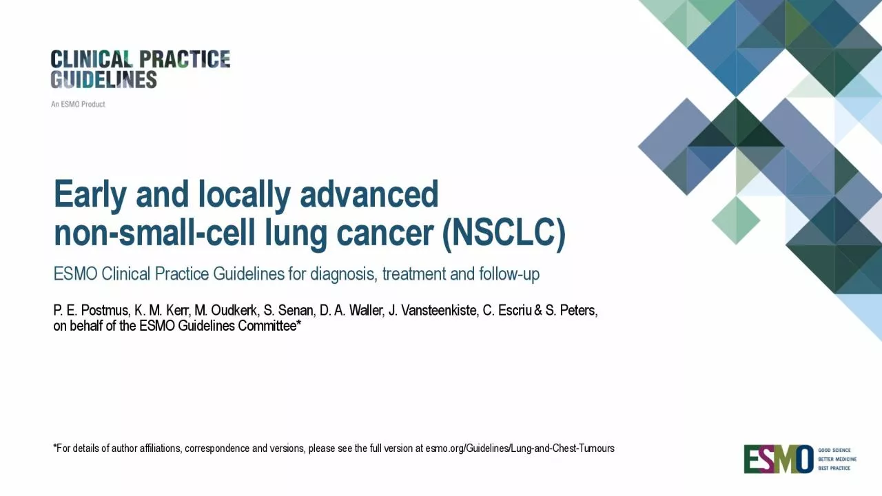 cell lung cancer NSCLCESMO Clinical Practice Guidelines for diagnosi