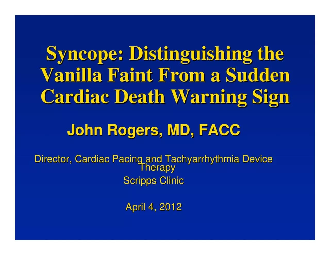 PDF-Syncope Distinguishing the Syncope Distinguishing the Vanilla Faint