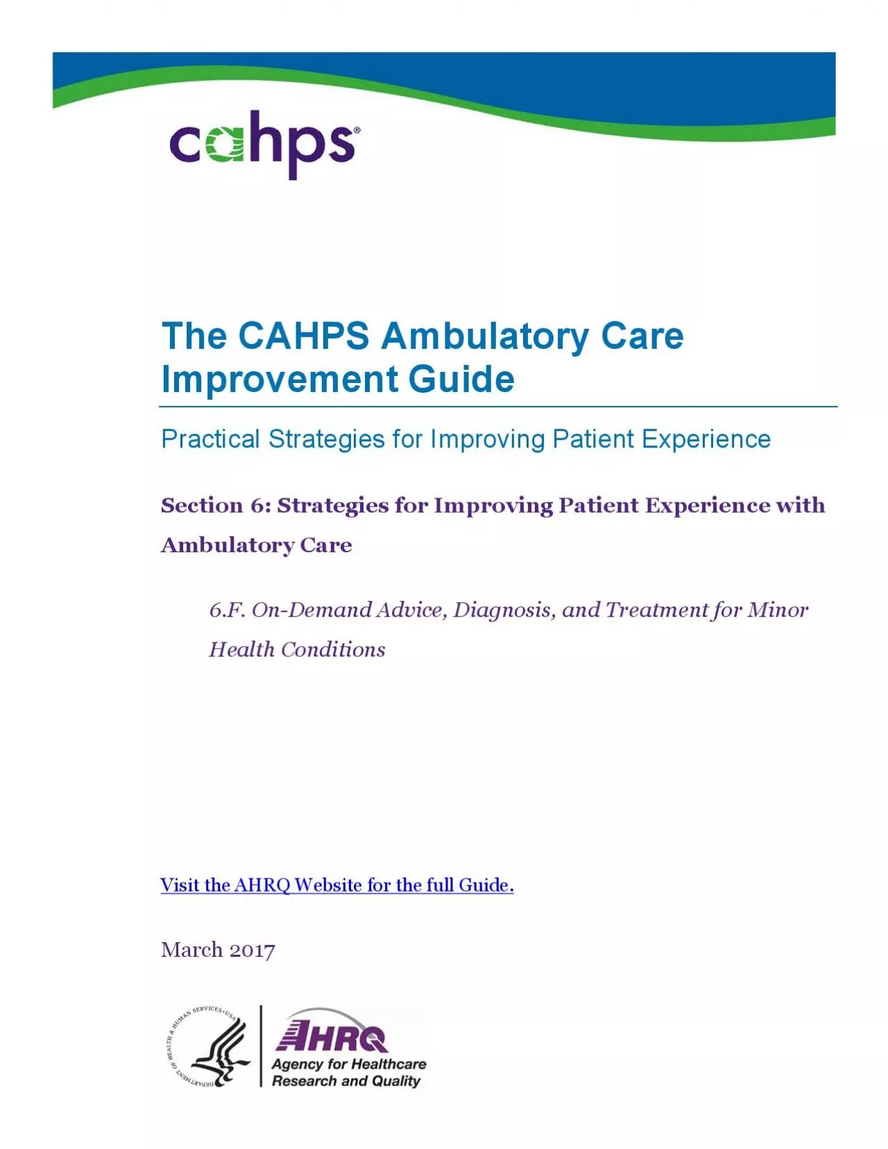 PDF-The CAHPS Ambulatory Care Improvement Guide