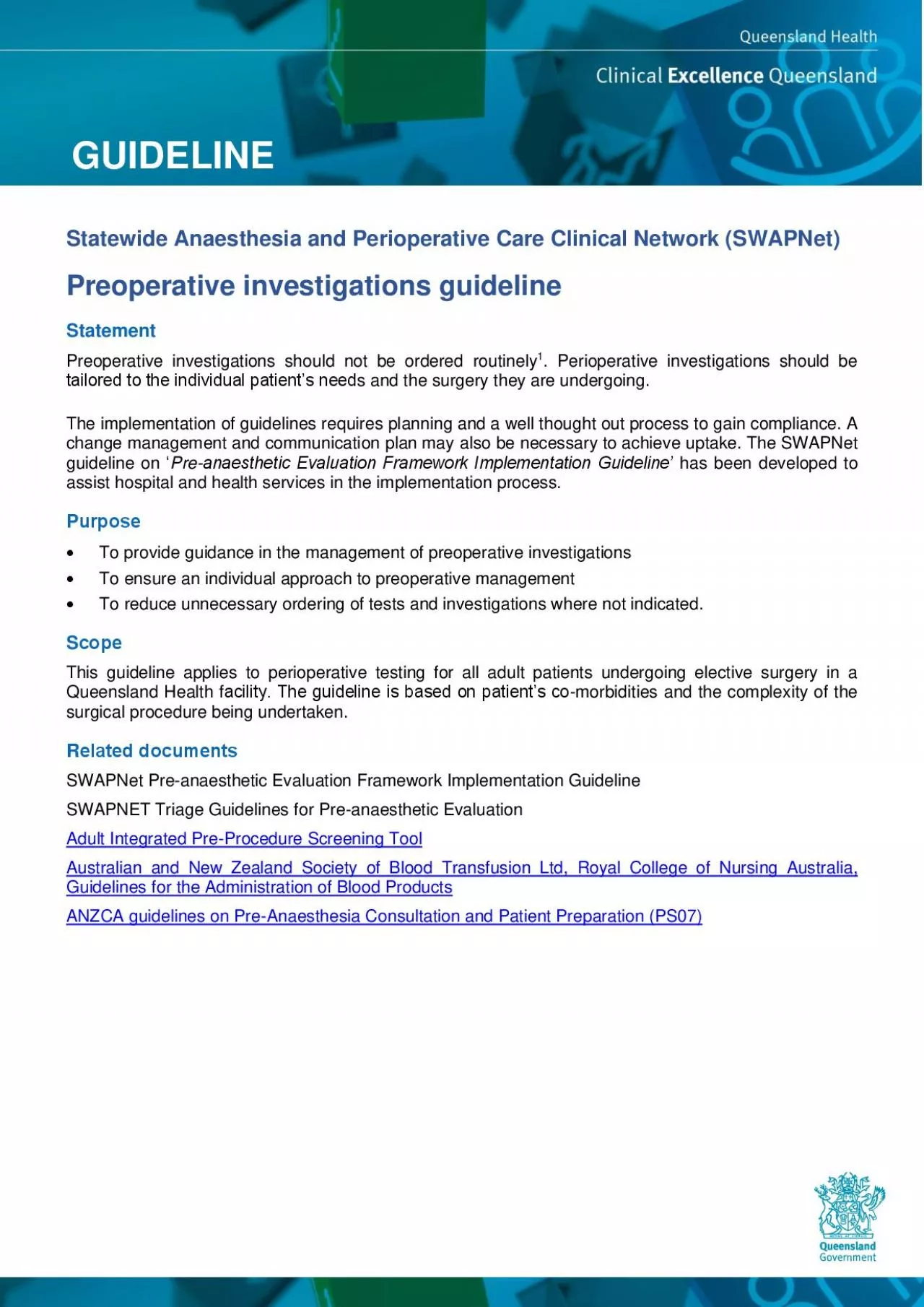 PDF-Statewide Anaesthesia and Perioperative Care Clinical Network SWAPNet