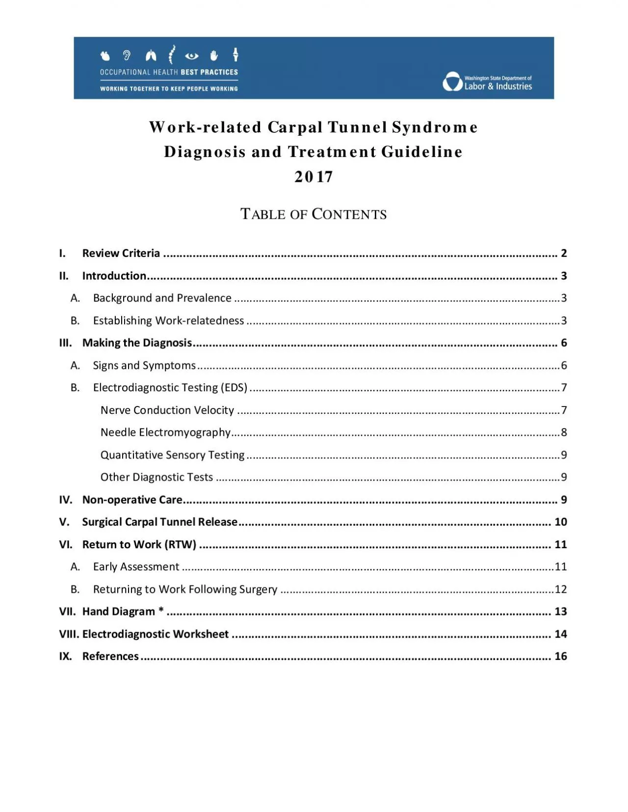 Workrelated Carpal Tunnel SyndromeDiagnosis and Treatment GuidelineABL