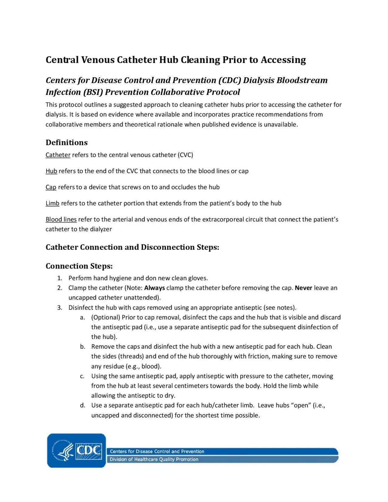 PDF-entral enous atheterHub Cleaning Prior to Accessingenters for Disease