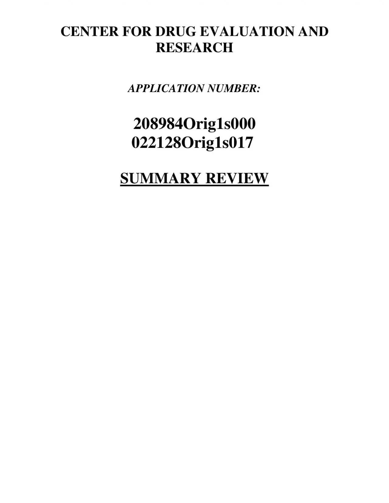 PDF-CENTER FOR DRUG EVALUATION AND RESEARCH APPLICATION NUMBER