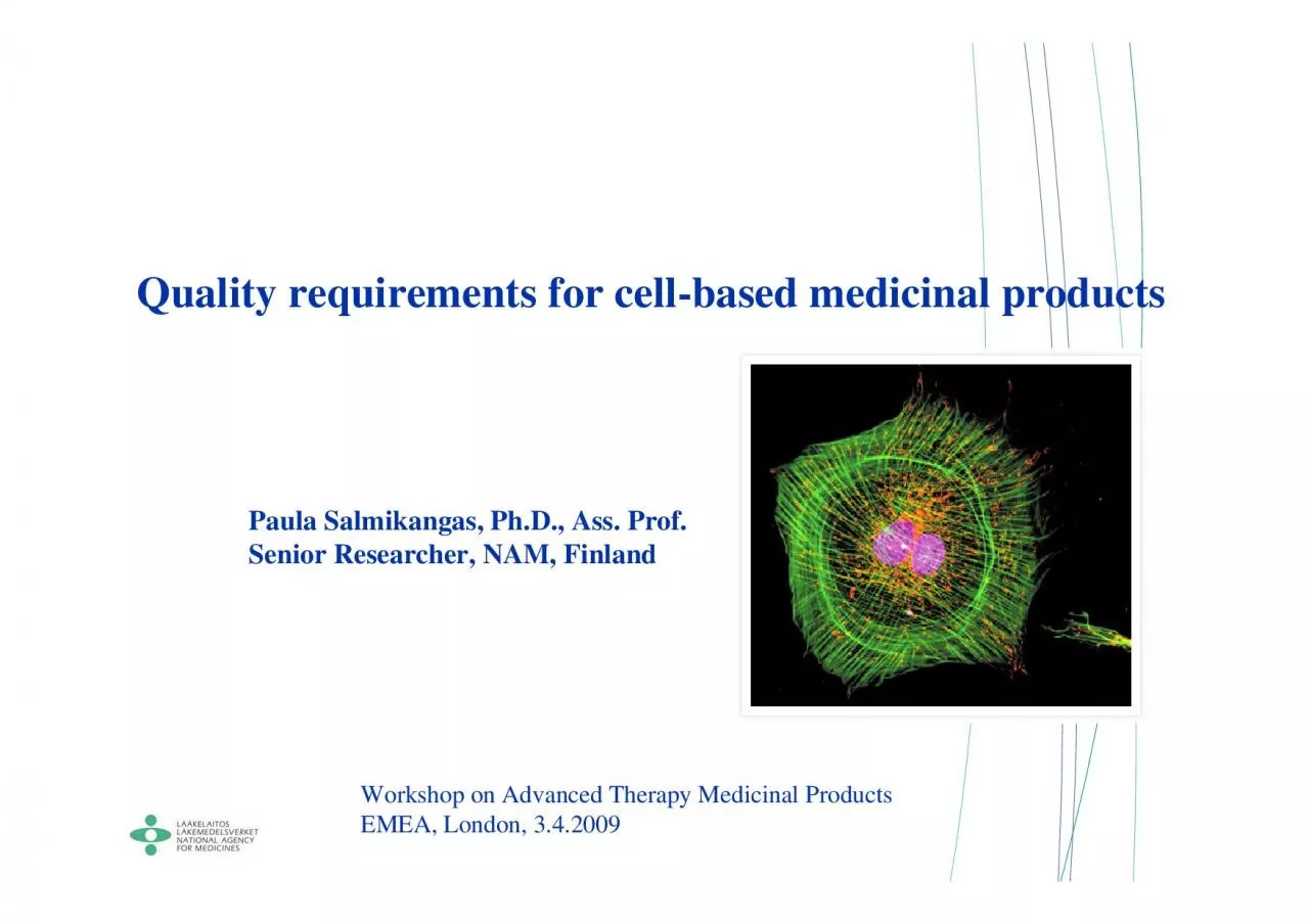 PDF-Quality requirements for cellbased medicinal productsWorkshop on Adva