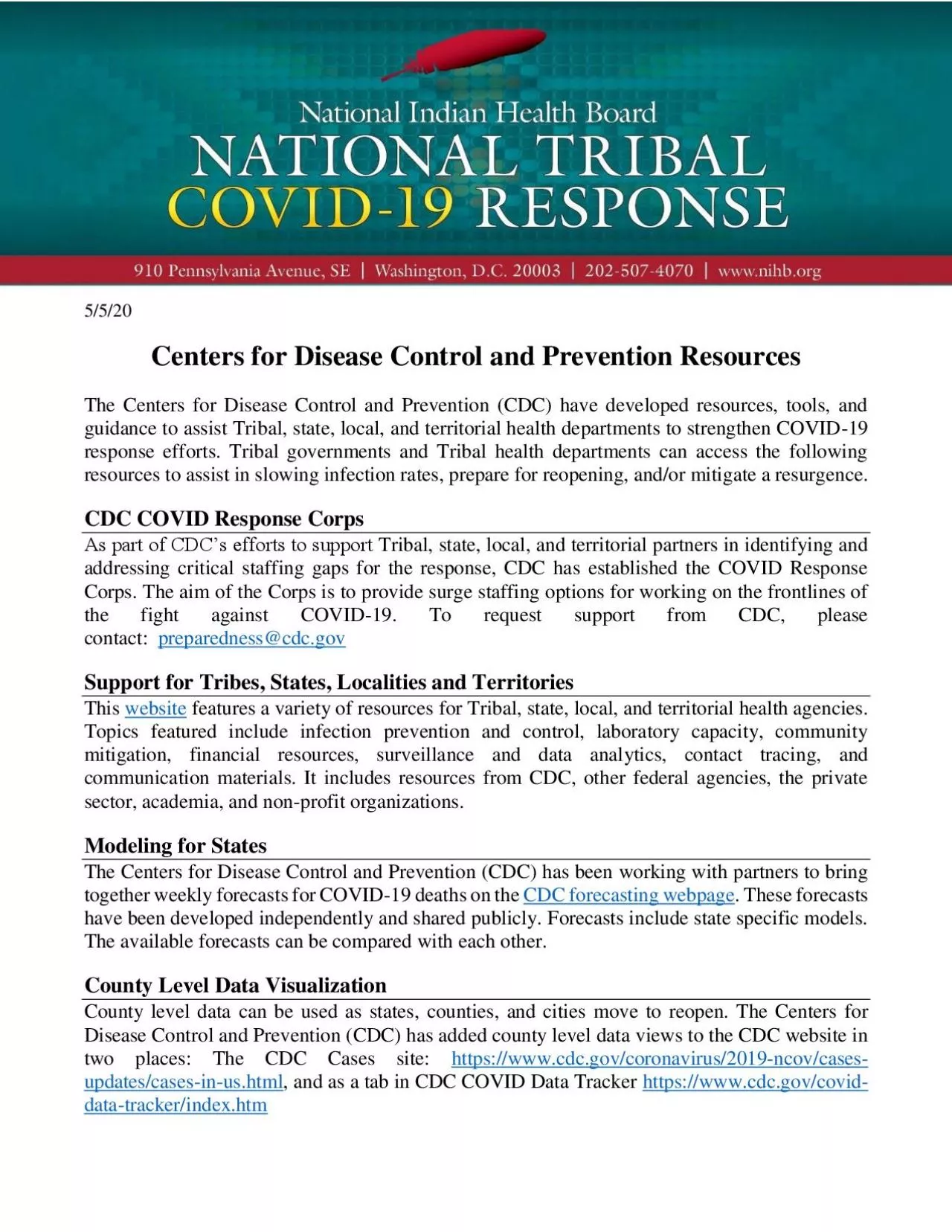 Centers for Disease Control and Prevention Resources