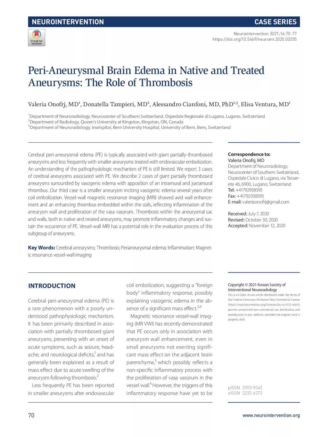 PDF-establishedWe report 3 cases of PE 2 associated with partially throm