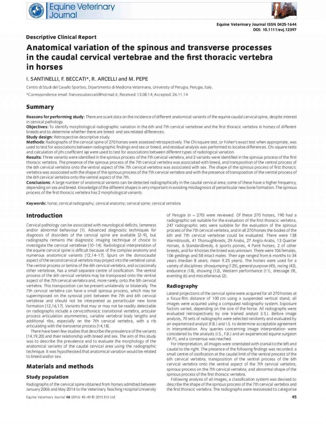 PDF-Anatomicalvariationofthespinousandtransverseprocessesinthecaudalcervic