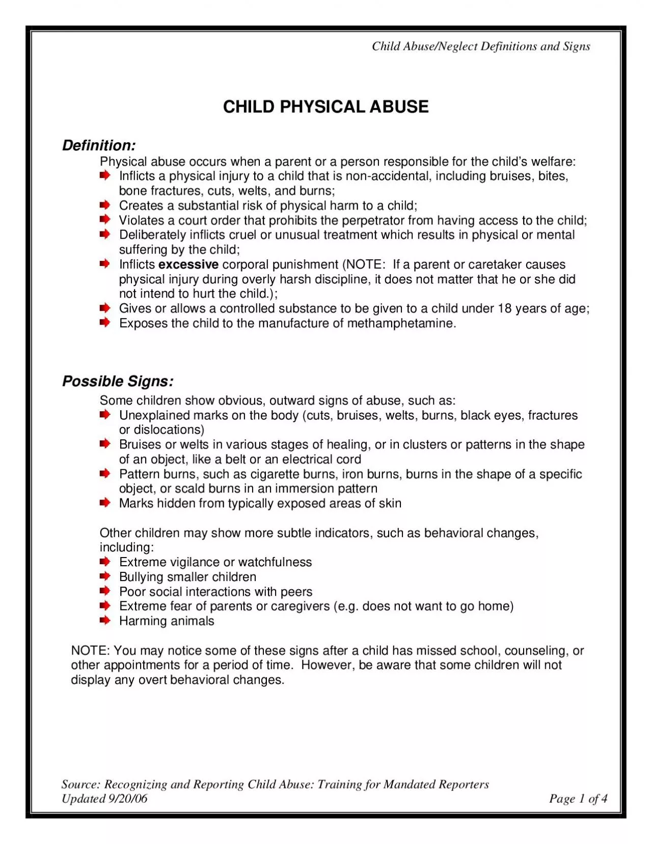 Child AbuseNeglect Definitions and Signs