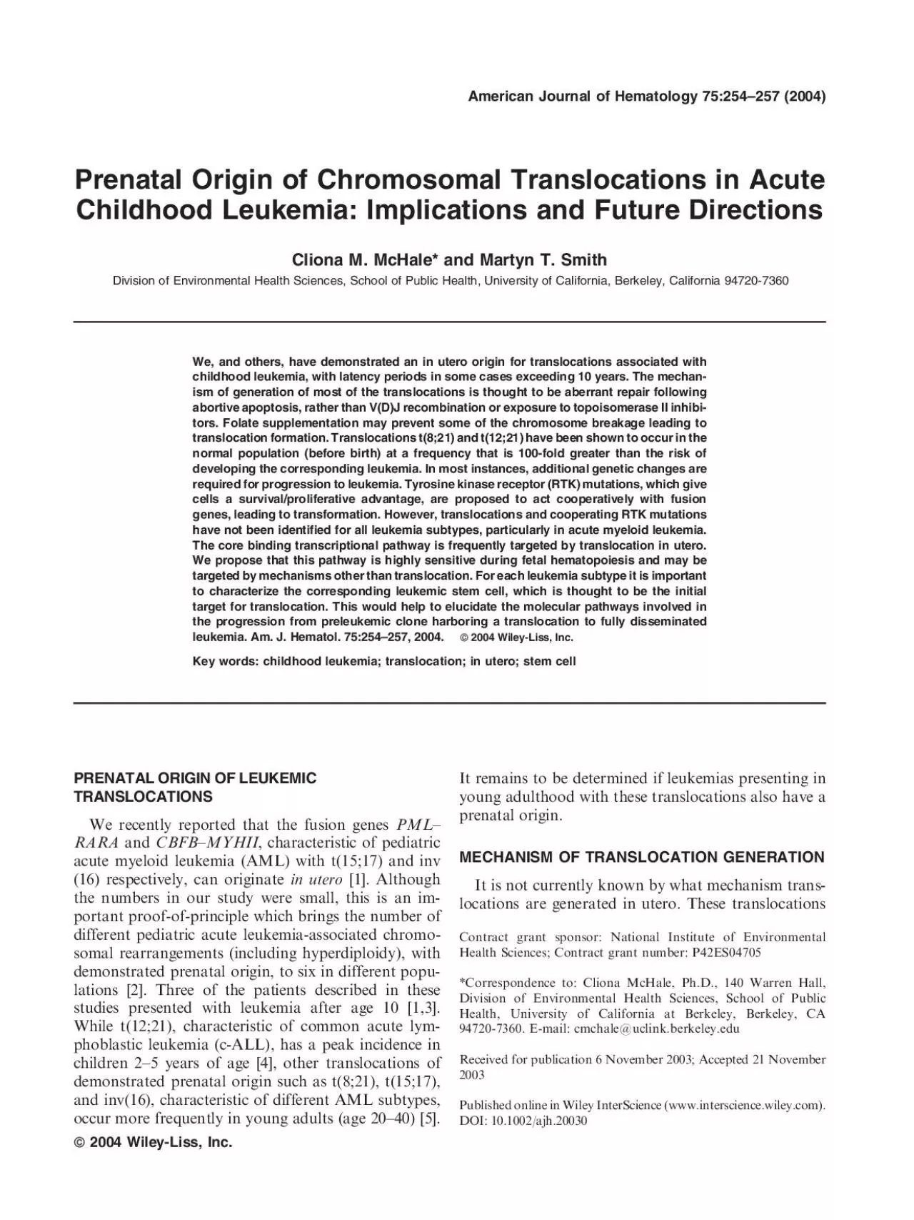 PDF-PrenatalOriginofChromosomalTranslocationsinAcuteChildhoodLeukemiaImpl