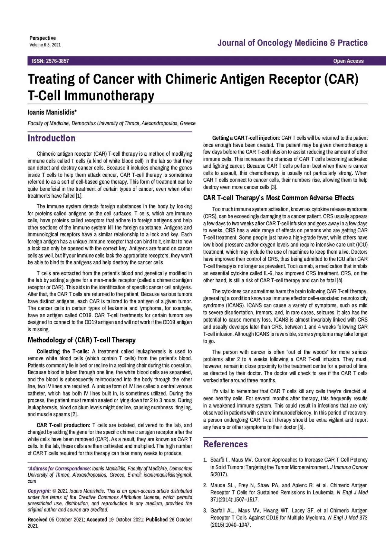 Treating of Cancer with Chimeric Antigen Receptor CAR TCell Immunot