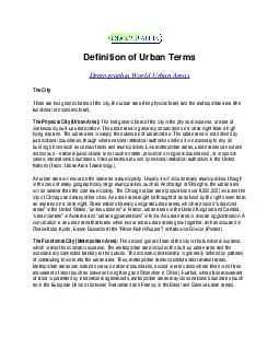 Definition of Urban Terms Definition of Urban Terms EXAMPLE OF PARIS AREA URBAN AREA OR