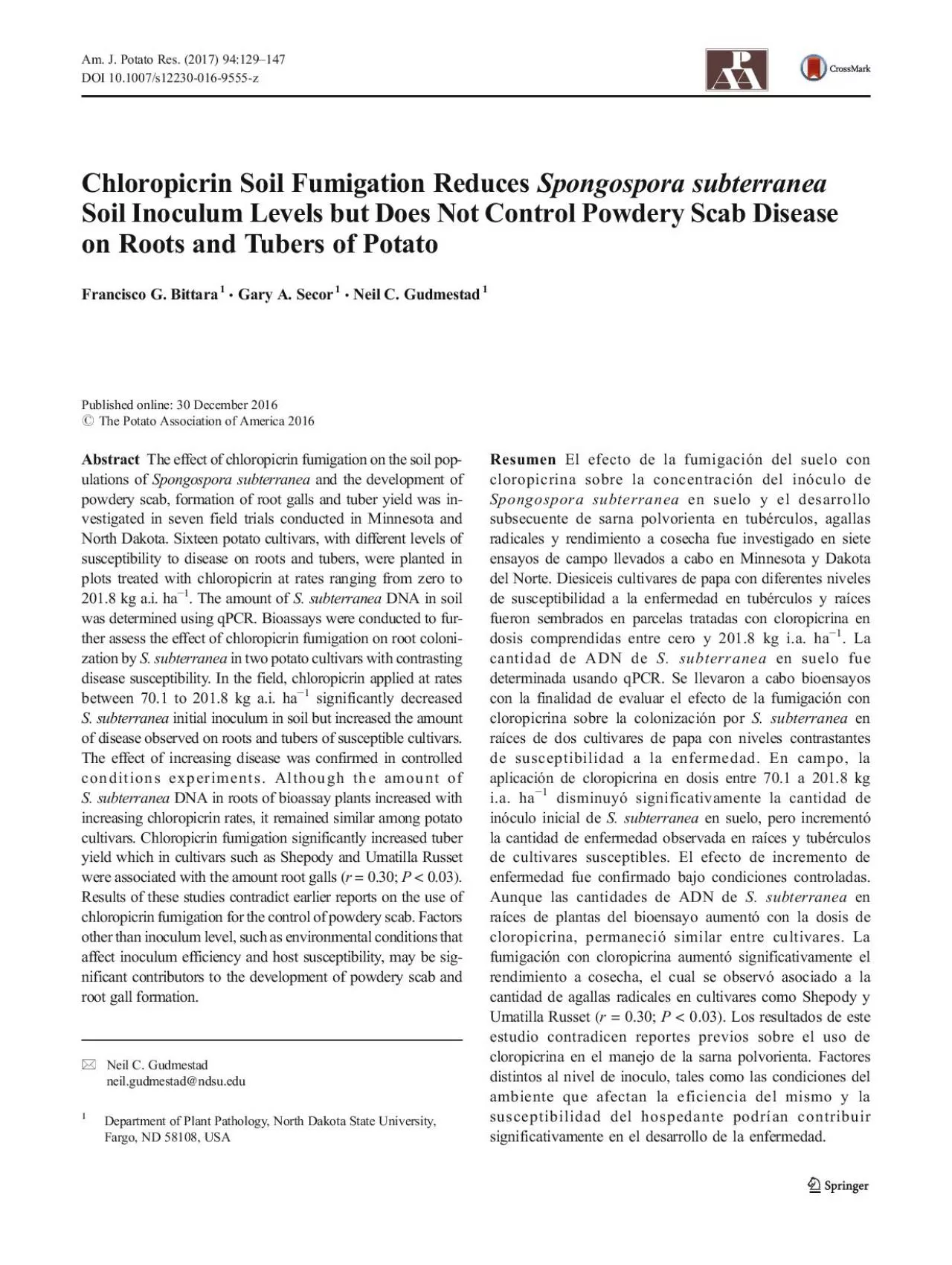 PDF-ChloropicrinSoilFumigationReducesSpongosporasubterraneaSoilInoculumLev