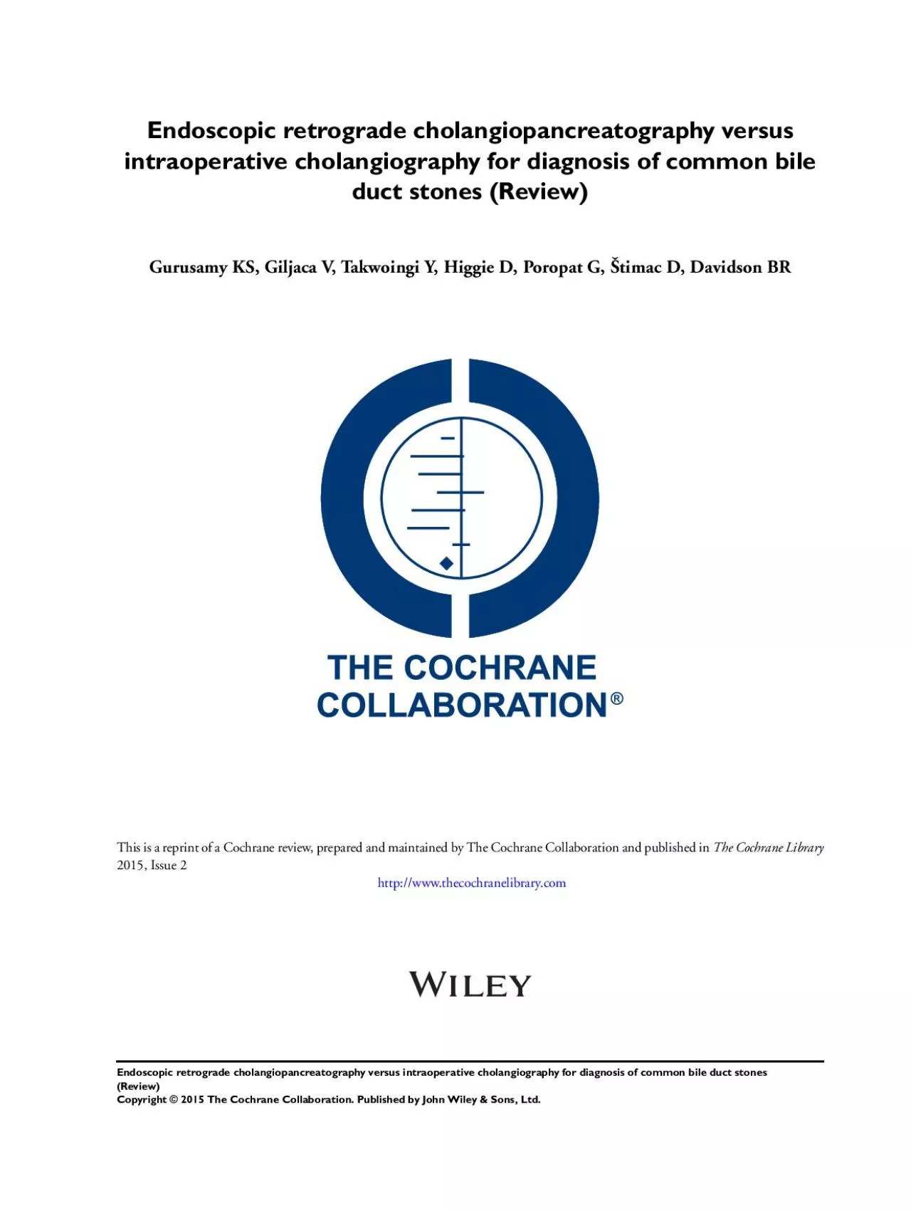 PDF-Endoscopicretrogradecholangiopancreatographyversusintraoperativecholan