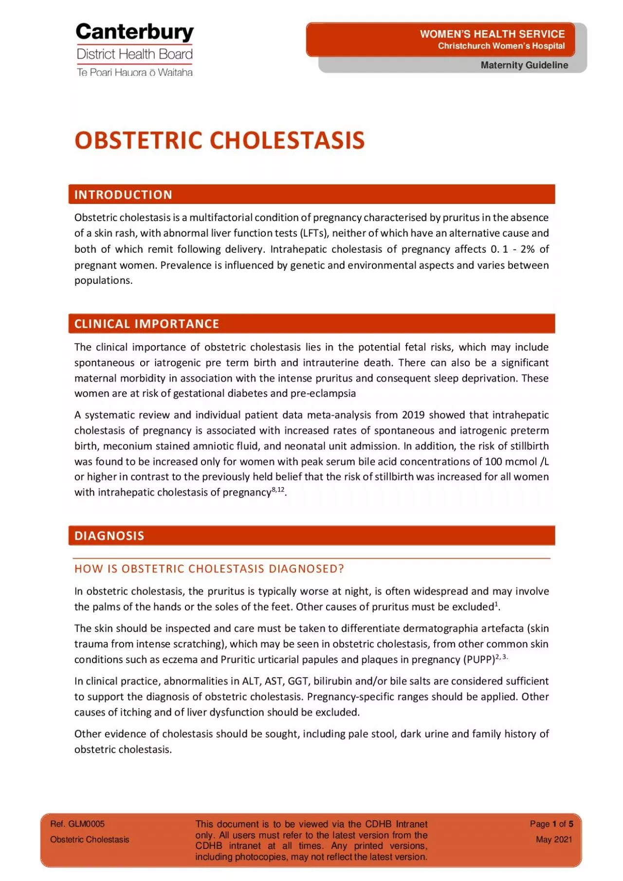 Obstetric Cholestasis