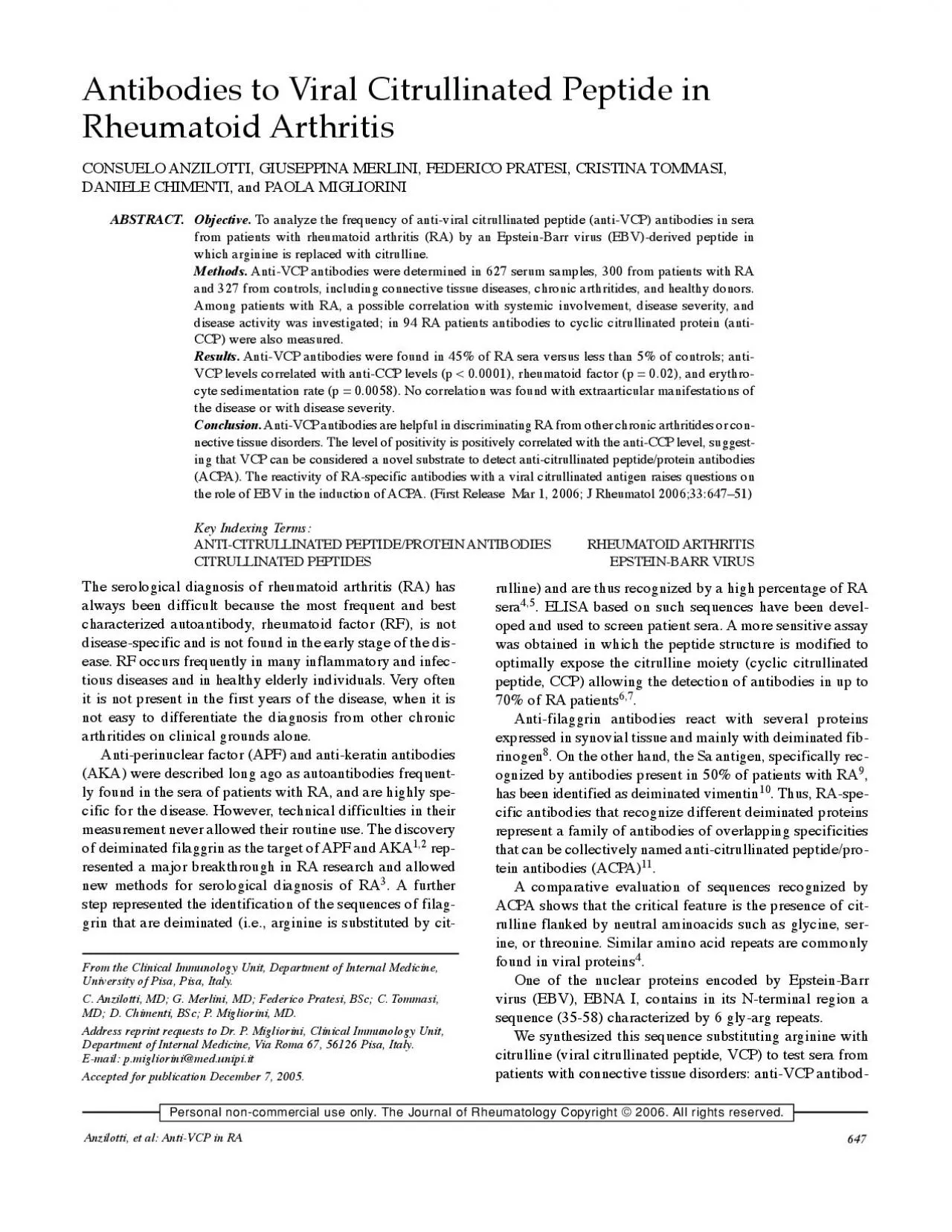 PDF-Anzilotti et al AntiVCPin RAAntibodies to Viral Citrullinated Pepti