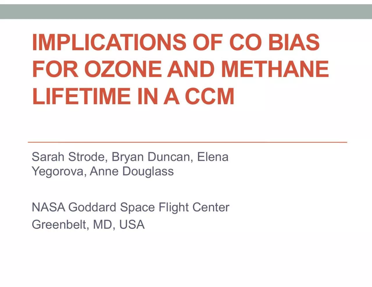 PDF-IMPLICATIONS OF CO BIAS FOR OZONE AND METHANE LIFETIME IN A CCMYegorov