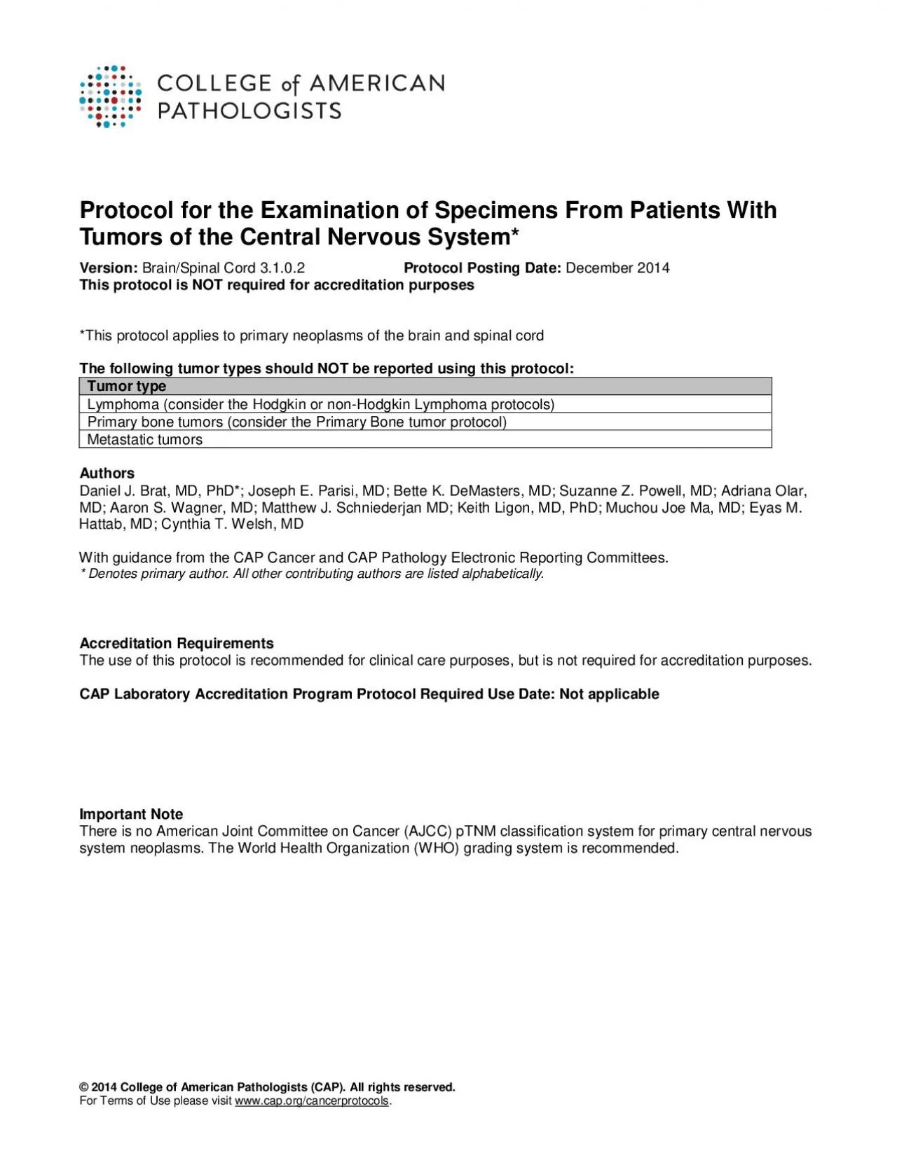 PDF-Protocol for the Examination of Specimens From Patients With Tumors of