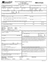 Massachusetts Registry of Motor Vehicles P.ORMV-3 Form