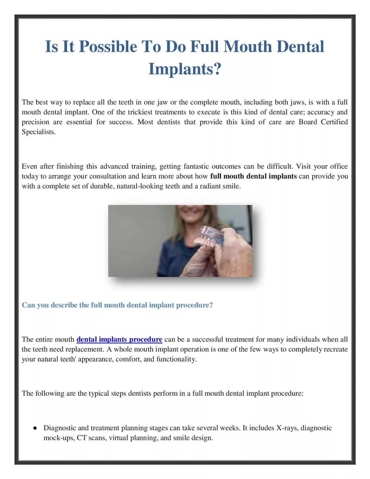 Is It Possible To Do Full Mouth Dental Implants?