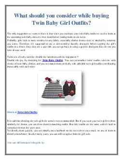 What should you consider while buying Twin Baby Girl Outfits?