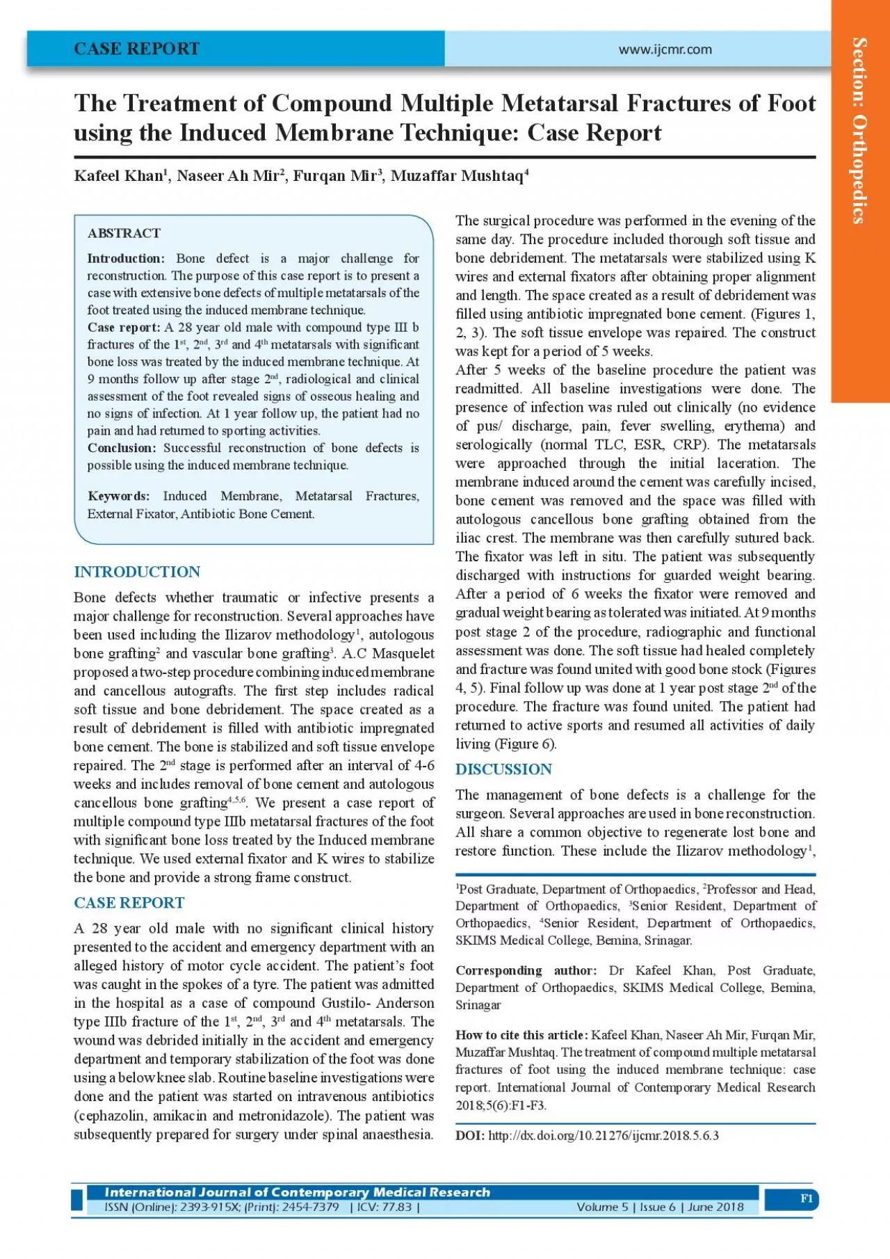 PDF-The Treatment of Compound Multiple Metatarsal Fractures of Foot