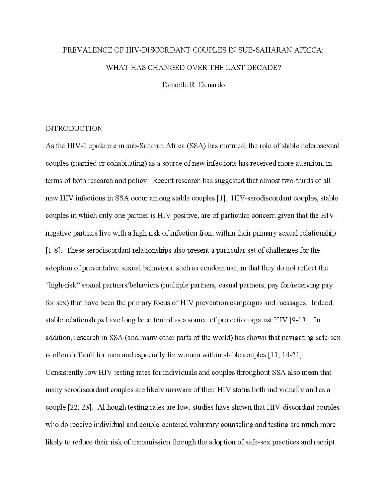 PDF-PREVALENCE OF HIVDISCORDANT COUPLES IN SUBSAHARAN AFRICA WHAT HAS C