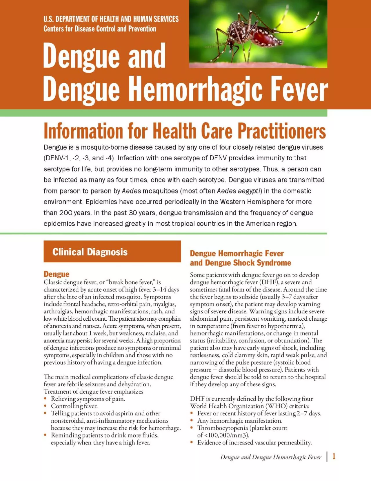 Dengue and Dengue Hemorrhagic Fever