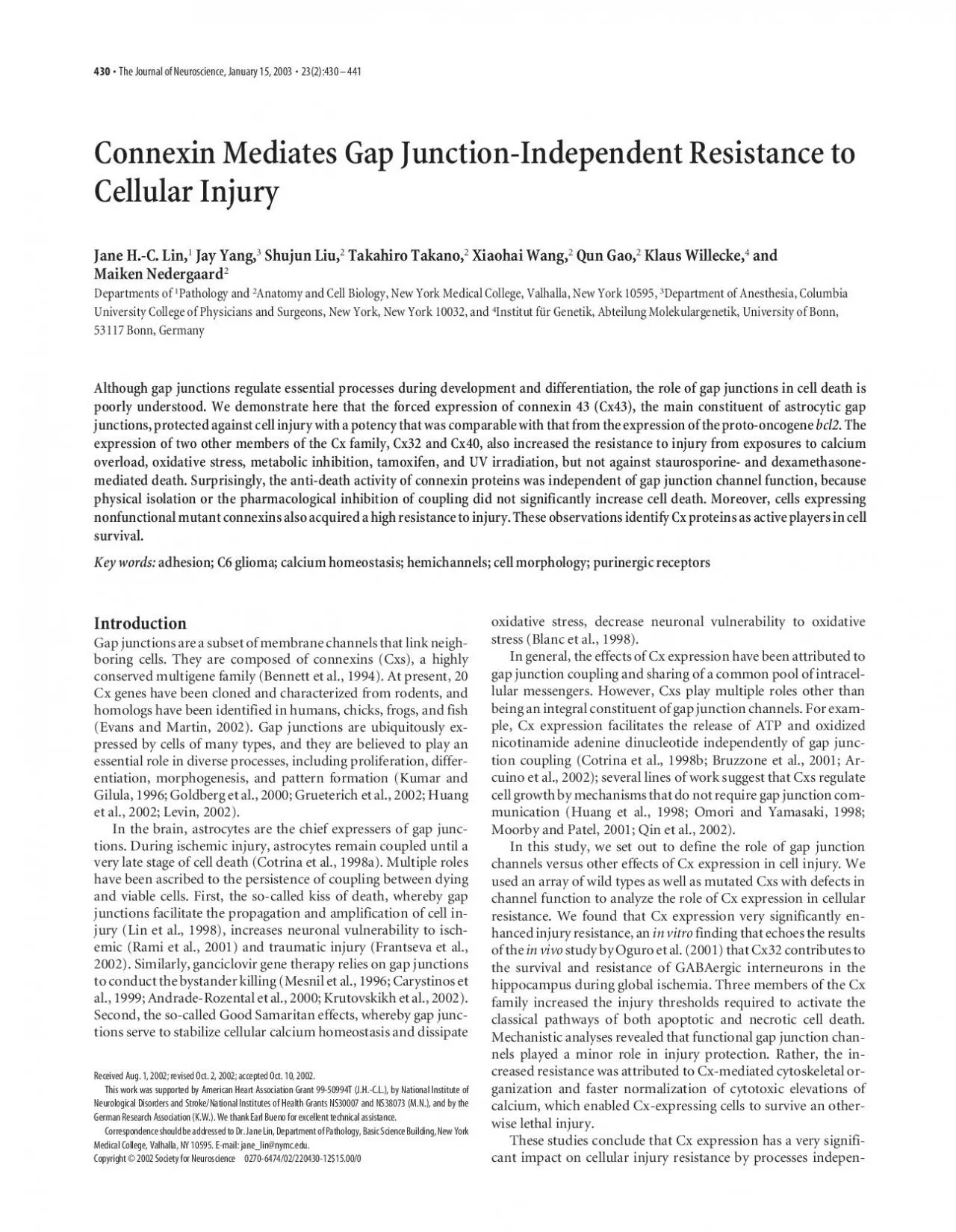 PDF-ConnexinMediatesGapJunctionIndependentResistancetoCellularInjuryJaneH