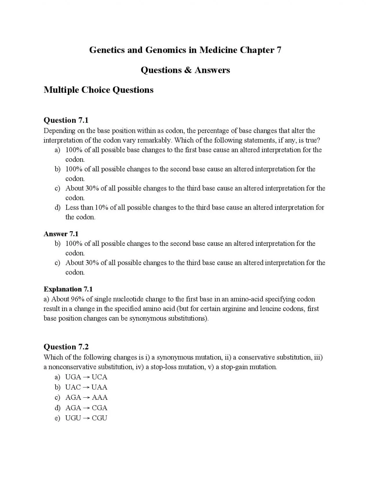 PDF-100 of all possible base changes to the first base cause an altered i