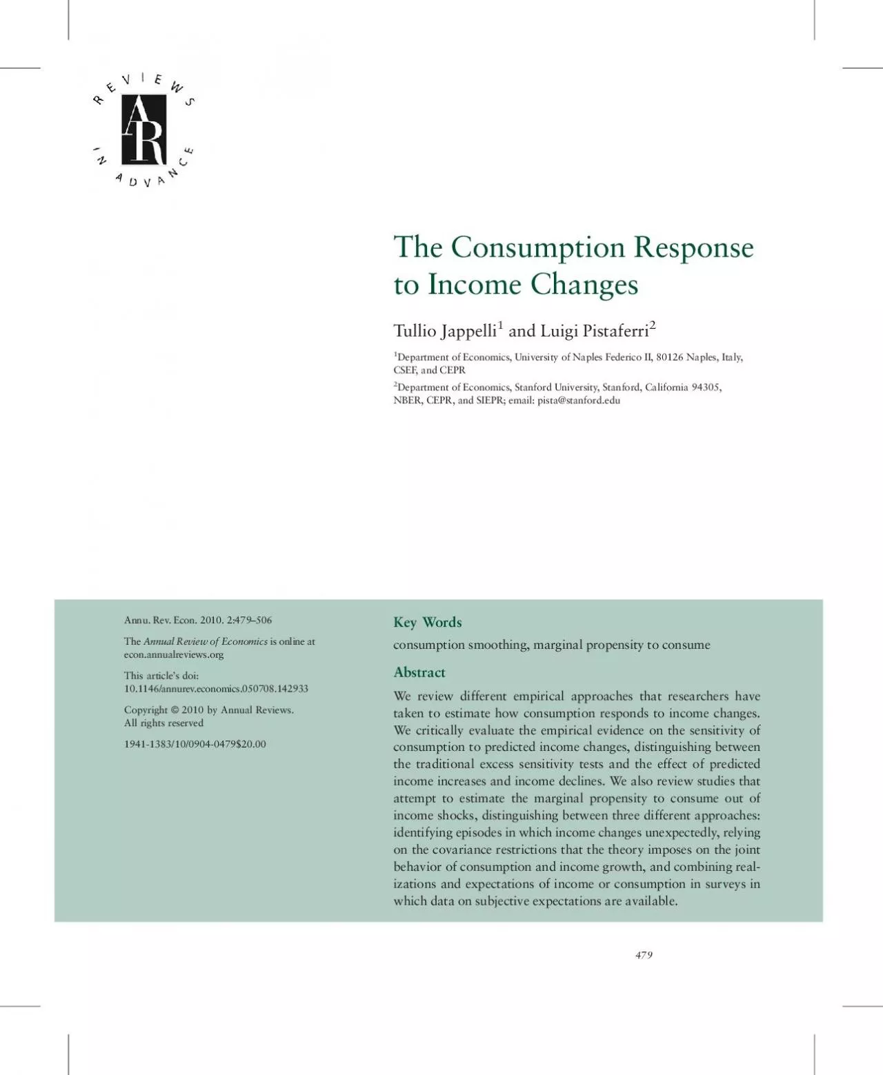 PDF-TheConsumptionResponsetoIncomeChangesTullioJappelliandLuigiPistaferriD