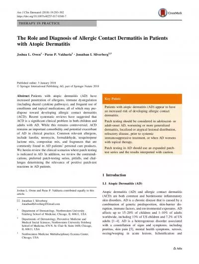 THERAPYINPRACTICETheRoleandDiagnosisofAllergicContactDermatitisinPatie